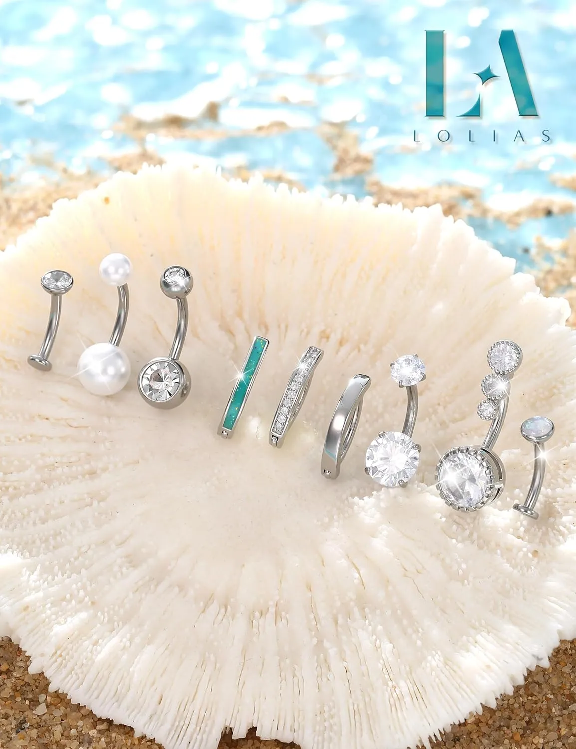 LOLIAS Silver/Gold Plated Belly Button Rings Surgical Stainless Steel Belly Rings CZ Clicker Belly Button Piercings for Women Navel Piercings Pack,Silver/Gold