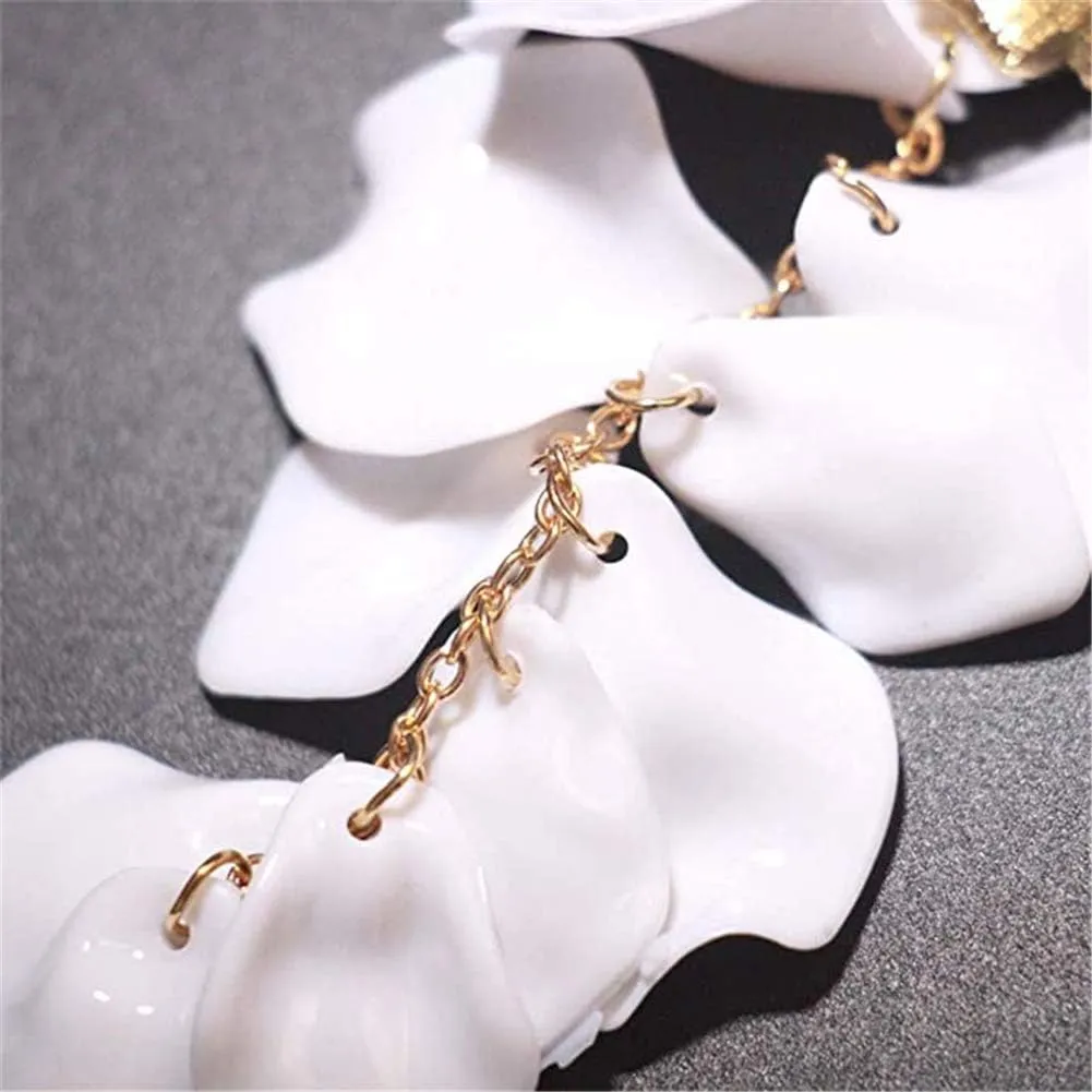 Long Acrylic Rose Petal Earrings Dangle Exaggerated Flower Statement Floral Tassel Drop Earrings for Women Party, Daily Wear