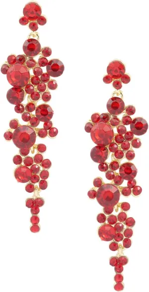 Long Rhinestone Tassel Earrings for Women, Clear Crystal Chandelier Statement Earrings Party Jewelry Gifts