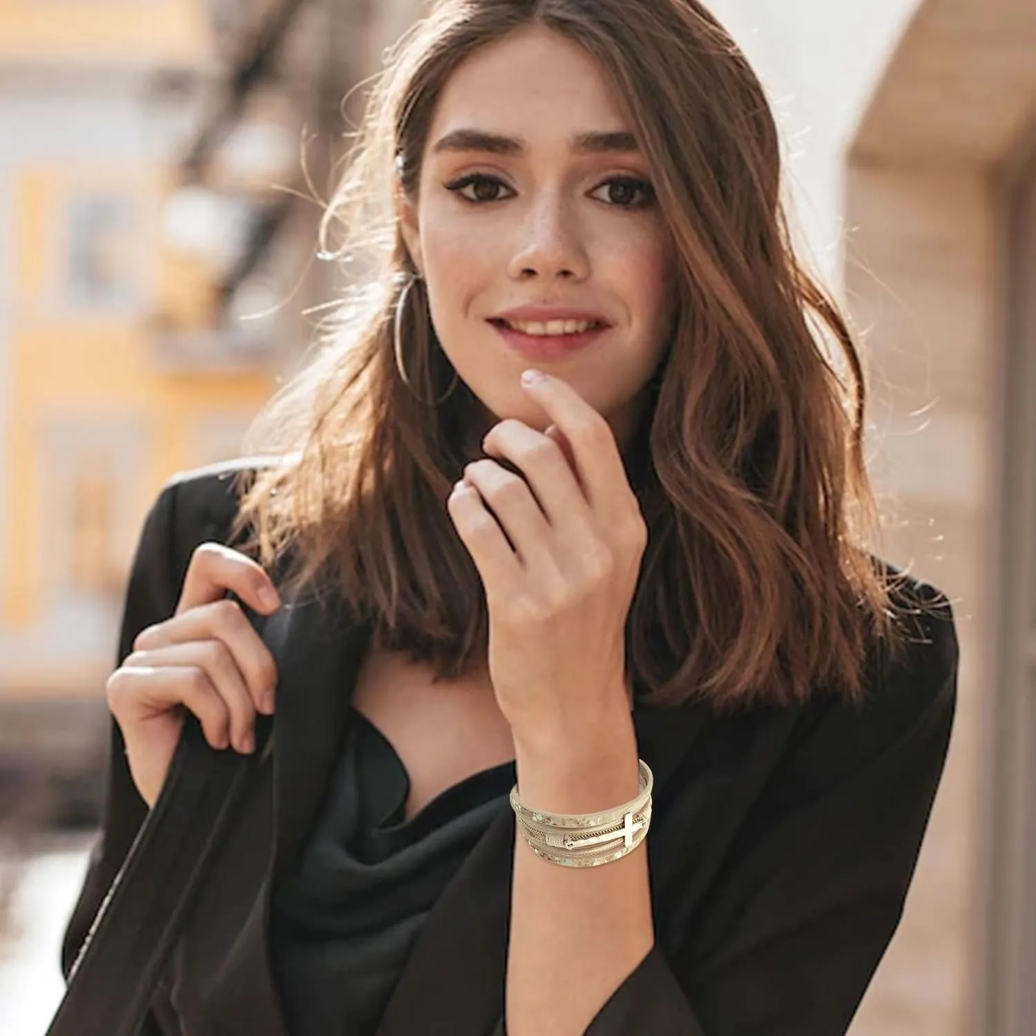 Long tiantian Leather Wrap Bracelets for Women Trendy Beaded Bracelets Boho Jewelry for Women Pulseras para Mujer Stackable Cuff Stone Charm Bracelets Gifts for Women