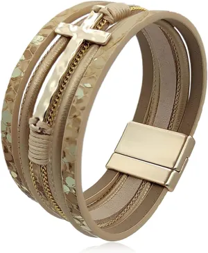 Long tiantian Leather Wrap Bracelets for Women Trendy Beaded Bracelets Boho Jewelry for Women Pulseras para Mujer Stackable Cuff Stone Charm Bracelets Gifts for Women