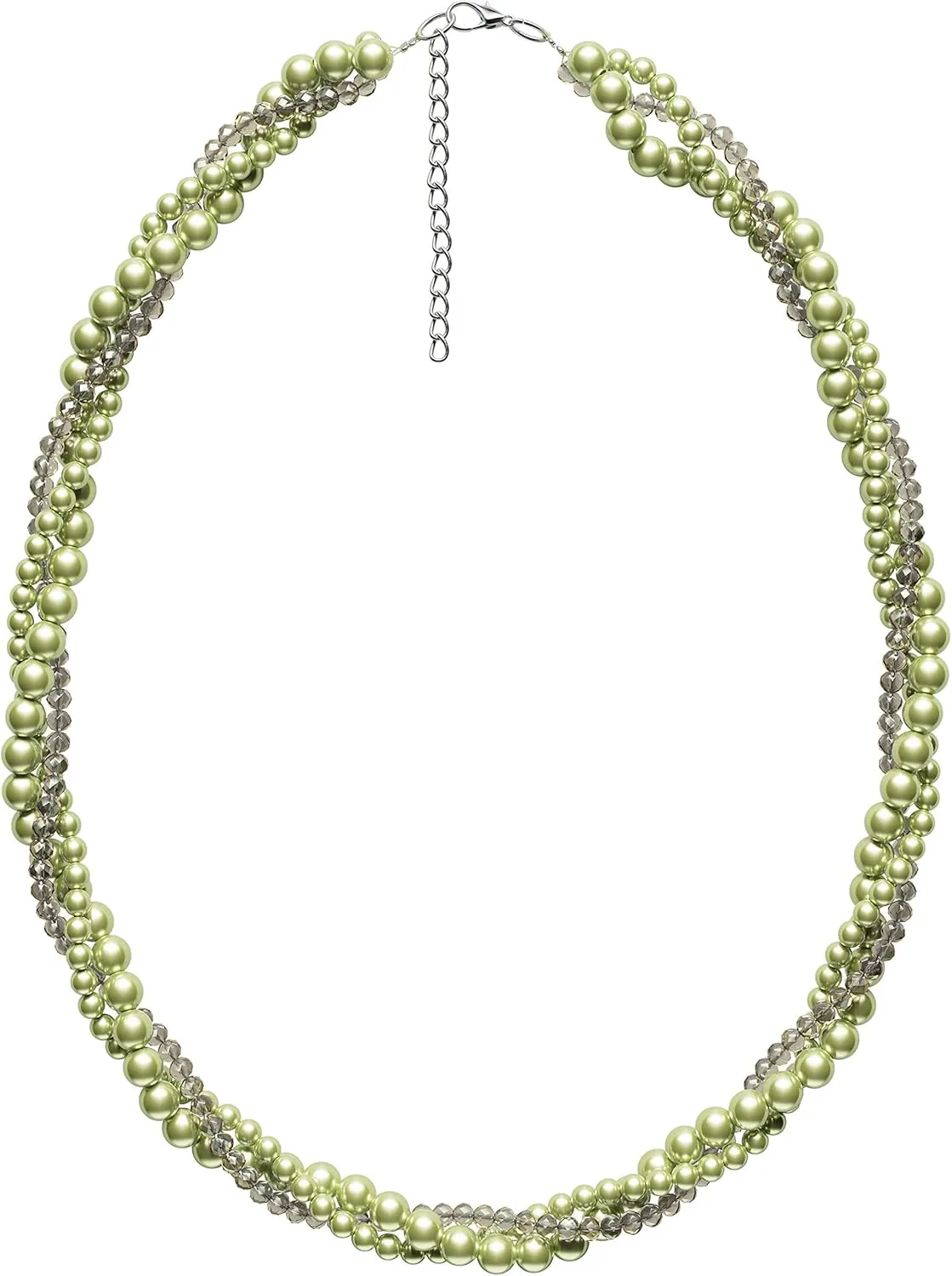 Lova Jewelry Adjustable Green Sage Pearl Beads Twisted Necklace