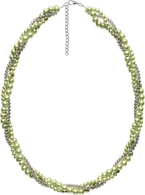 Lova Jewelry Adjustable Green Sage Pearl Beads Twisted Necklace
