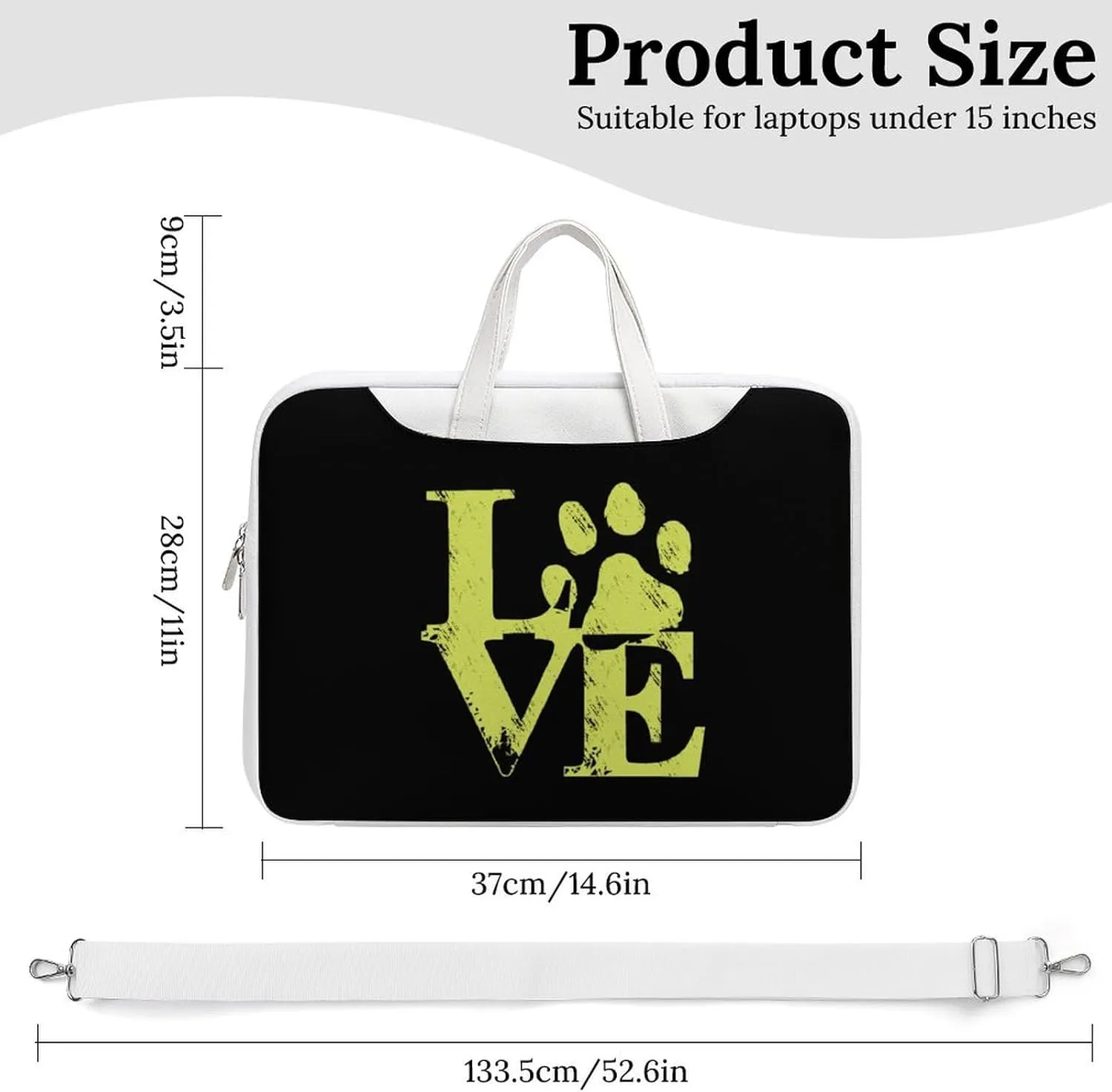 Love Dag Paw Leather Bag Laptop Case Slim Water Resistant Computer Bags with Handle Briefcase for Work
