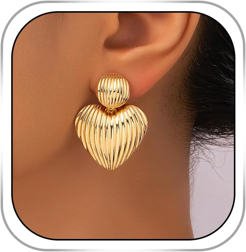 Love Earrings for Women Gold Heart Stud Earrings Lightweight Shell Earrings Jewelry
