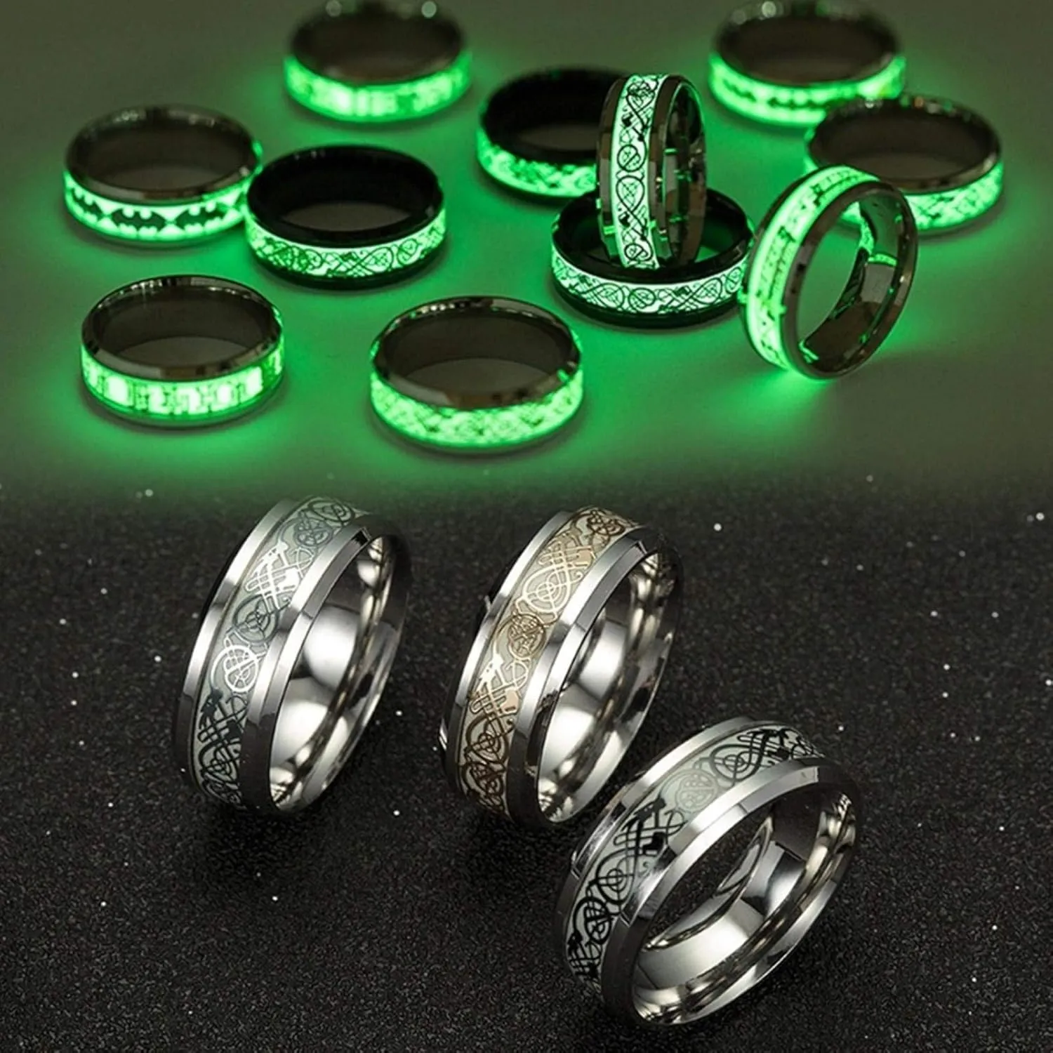 Luminous Ring Man Minimalist Stainless Steel Ring Glowing Ring couple in the Dark Jewelry