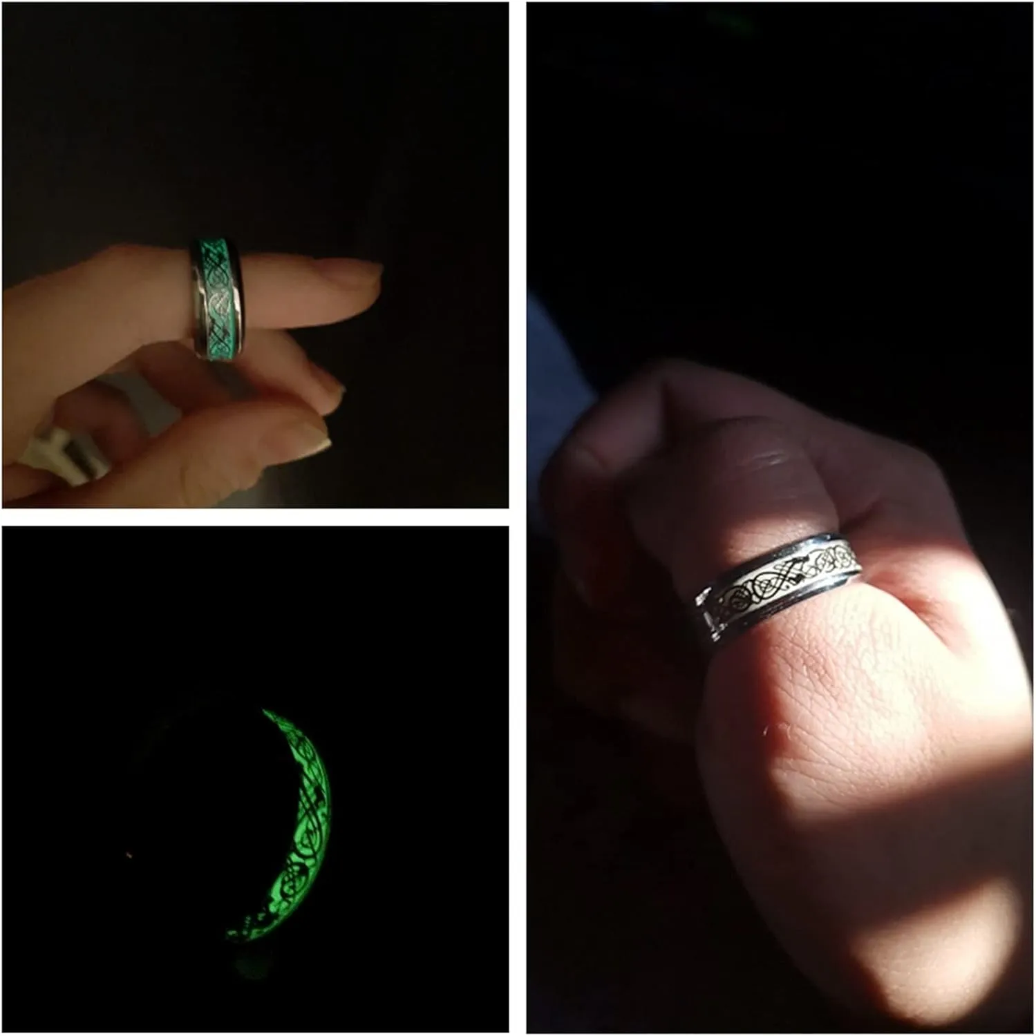 Luminous Ring Man Minimalist Stainless Steel Ring Glowing Ring couple in the Dark Jewelry