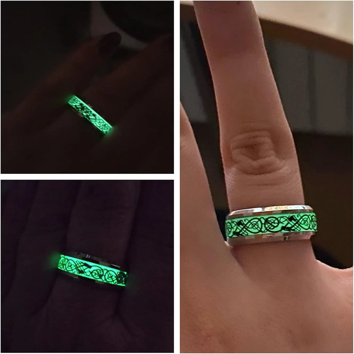 Luminous Ring Man Minimalist Stainless Steel Ring Glowing Ring couple in the Dark Jewelry