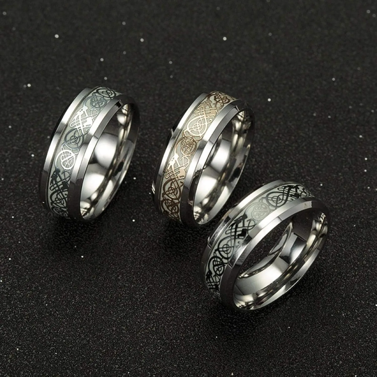 Luminous Ring Man Minimalist Stainless Steel Ring Glowing Ring couple in the Dark Jewelry