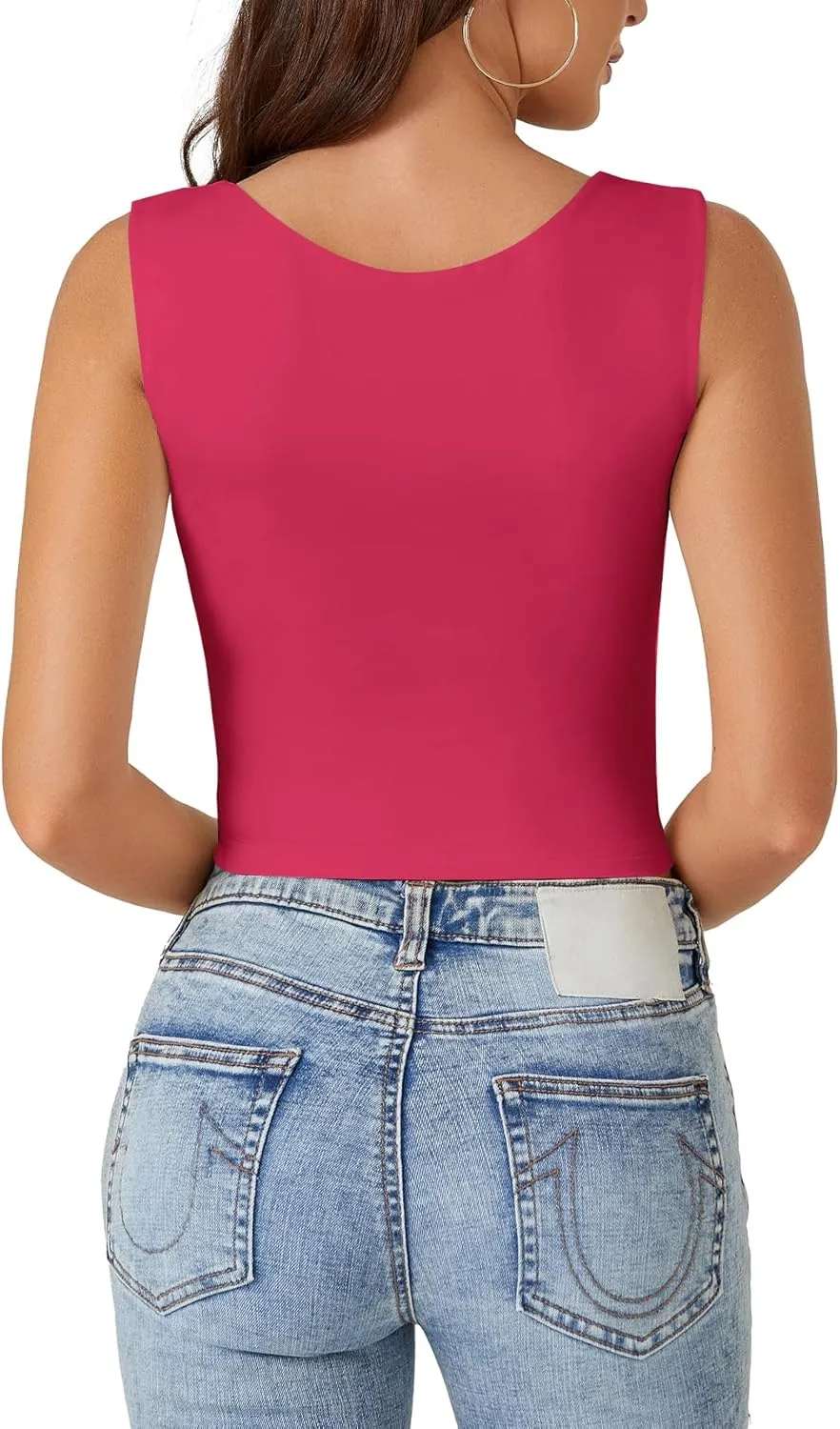 LYANER Women's Summer Crop Tops Square Neck Sleeveless Tank Top Sexy Cropped Cami Shirts