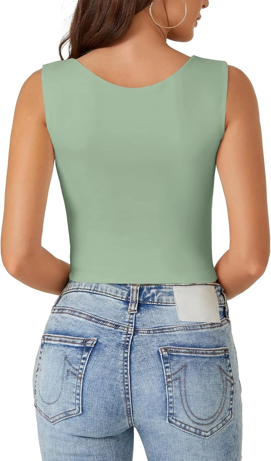 LYANER Women's Summer Crop Tops Square Neck Sleeveless Tank Top Sexy Cropped Cami Shirts