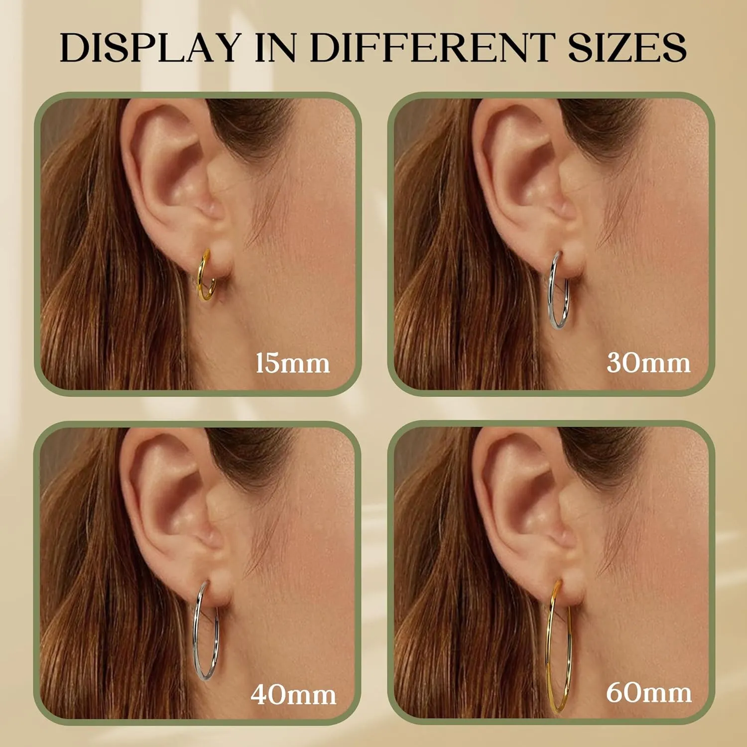 Magitaco 8 Pairs Clip On Hoop Earrings Stainless Steel Clip On Earrings for Women Fake Hoop Earring Spring Hoop Earring For Non-Pierced Ears