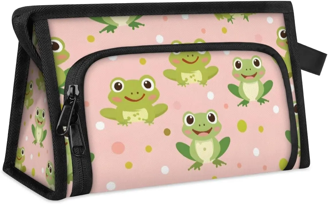 Makeup Bag Frogs Travel Toiletry Bag Makeup Organizer Portable Make Up Bags for Women Cosmetic Bag with Handle