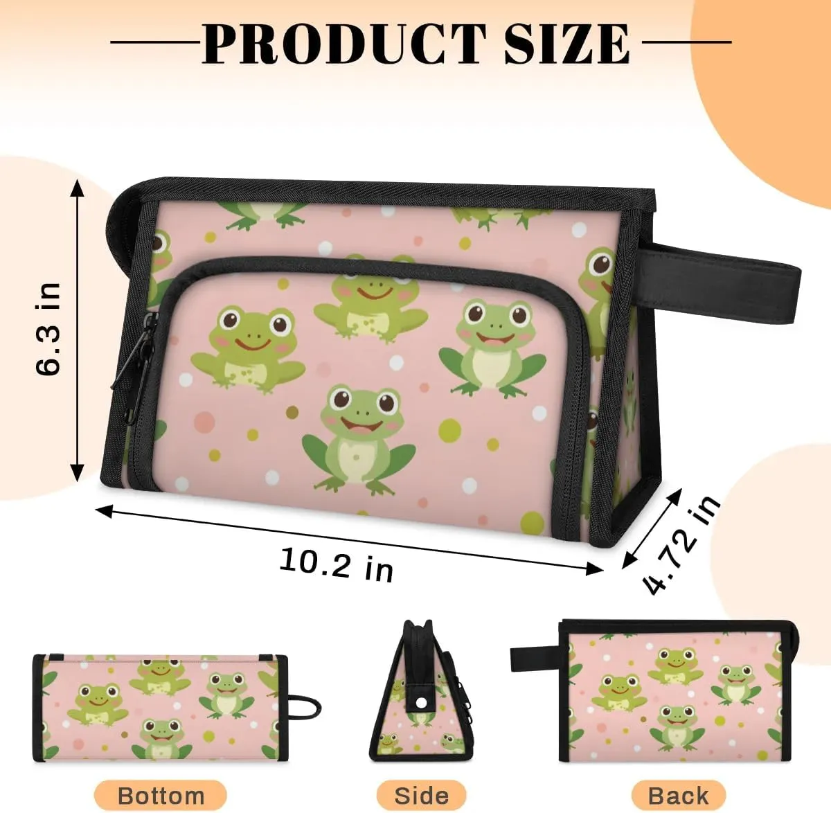 Makeup Bag Frogs Travel Toiletry Bag Makeup Organizer Portable Make Up Bags for Women Cosmetic Bag with Handle
