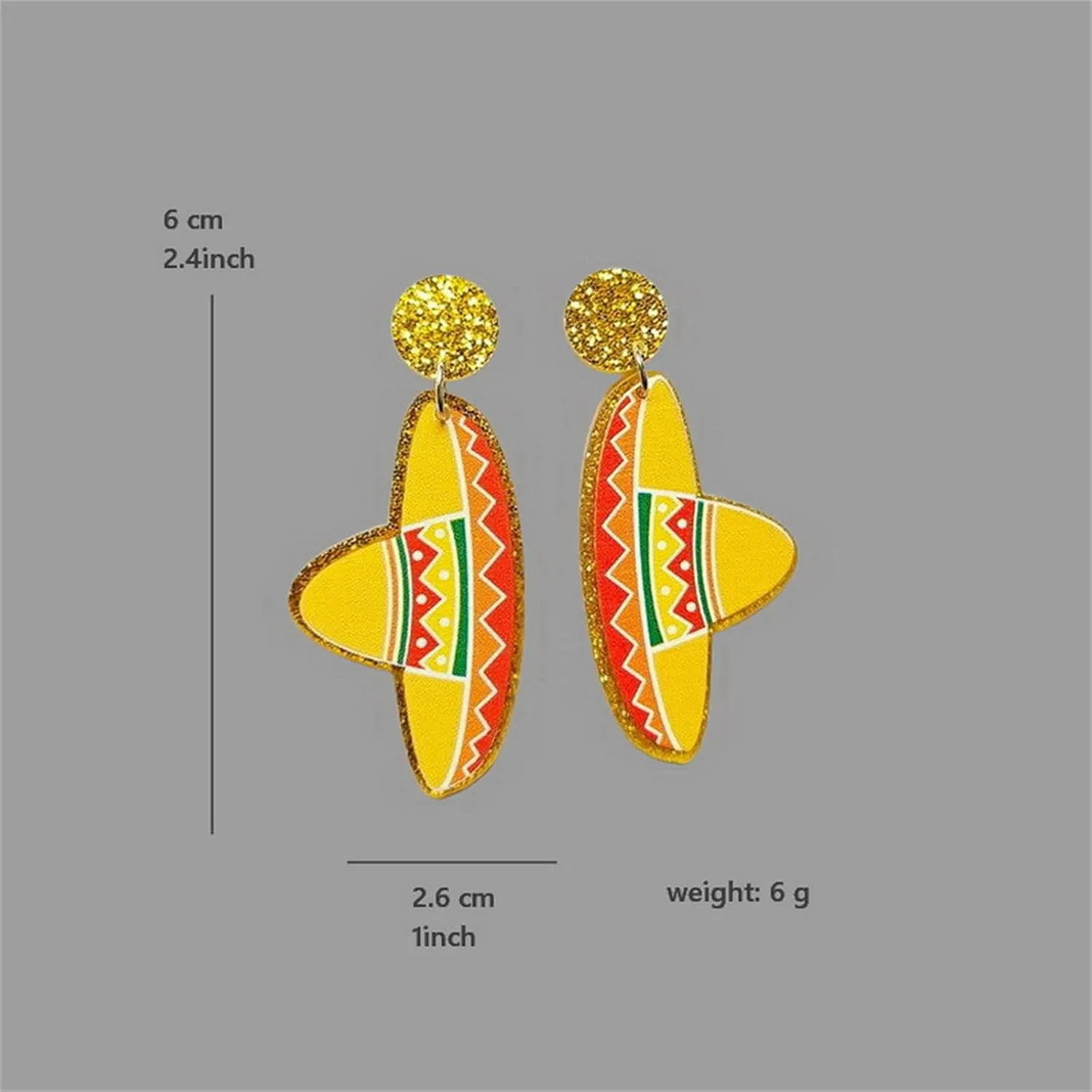 MALOYANVE Cinco De Mayo Earrigns Elegant Acrylic Handmade Lightweight Statement Boho Ethnic Retro Dangle Earrings Fifth of May Mexican Festival Party Jewelry for Women