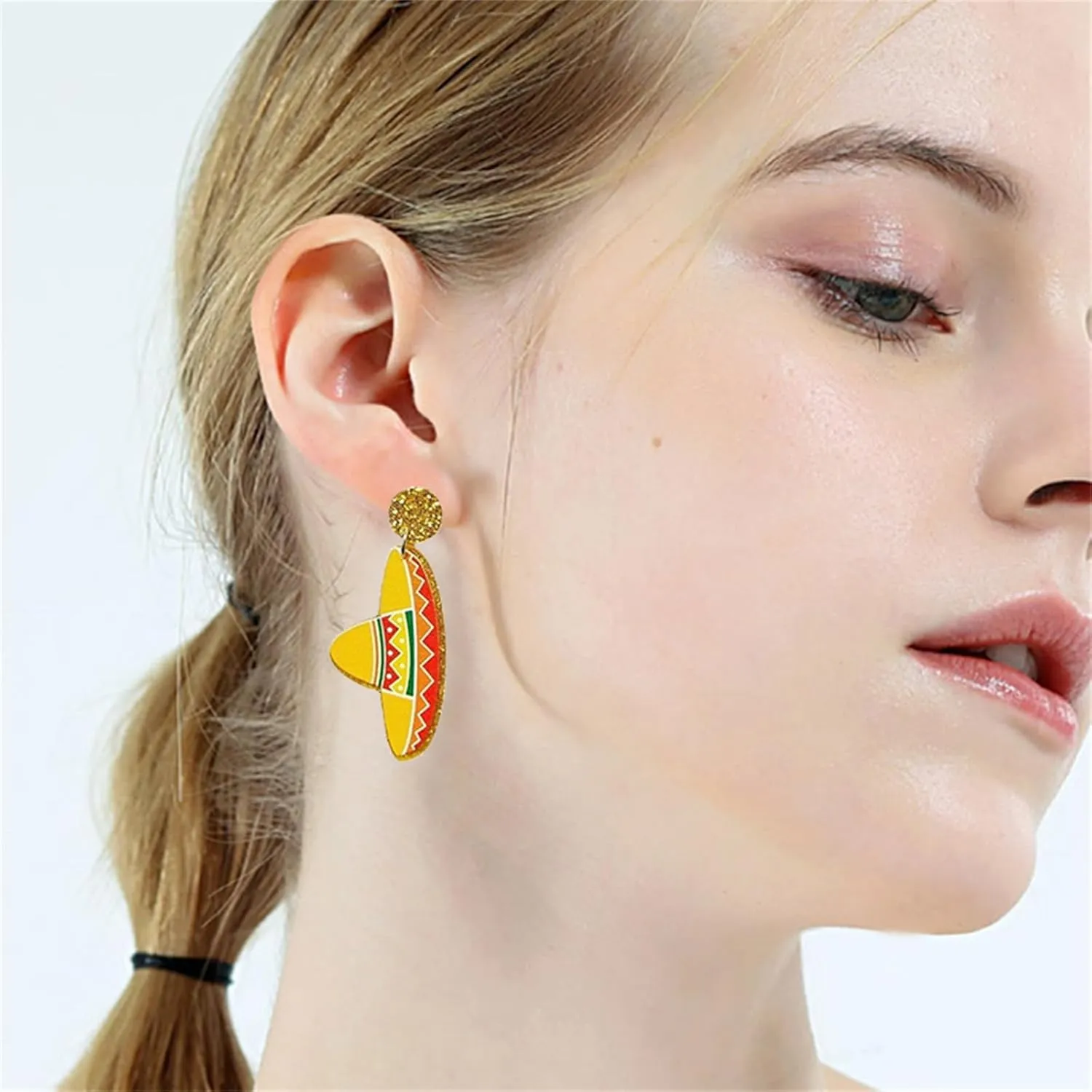 MALOYANVE Cinco De Mayo Earrigns Elegant Acrylic Handmade Lightweight Statement Boho Ethnic Retro Dangle Earrings Fifth of May Mexican Festival Party Jewelry for Women