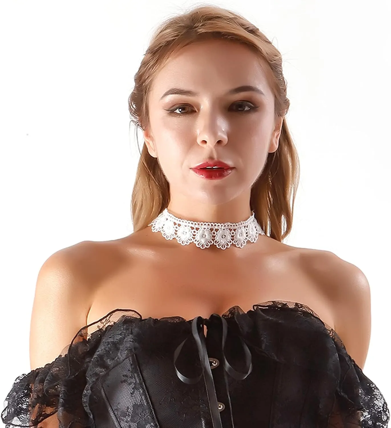 Manfnee Choker Necklace Black Lace Choker Gothic Tattoo Halloween Party Custum Accessory for Women