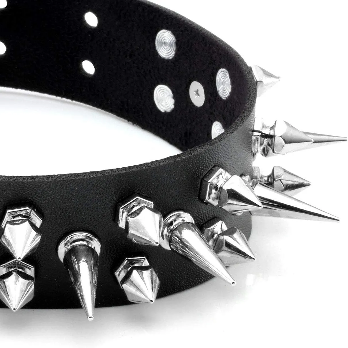 Manfnee Leather Studded Spike Bracelet Choker Punk Gothic Metal Rivet Cuff Bangle Black Wristband
