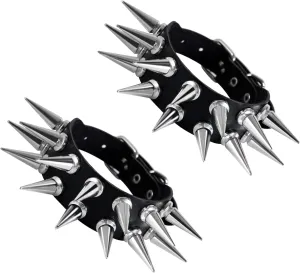 Manfnee PU Leather Braclet for Man Women Goth Punk Rock Leather Cuff Studded Wristband Black