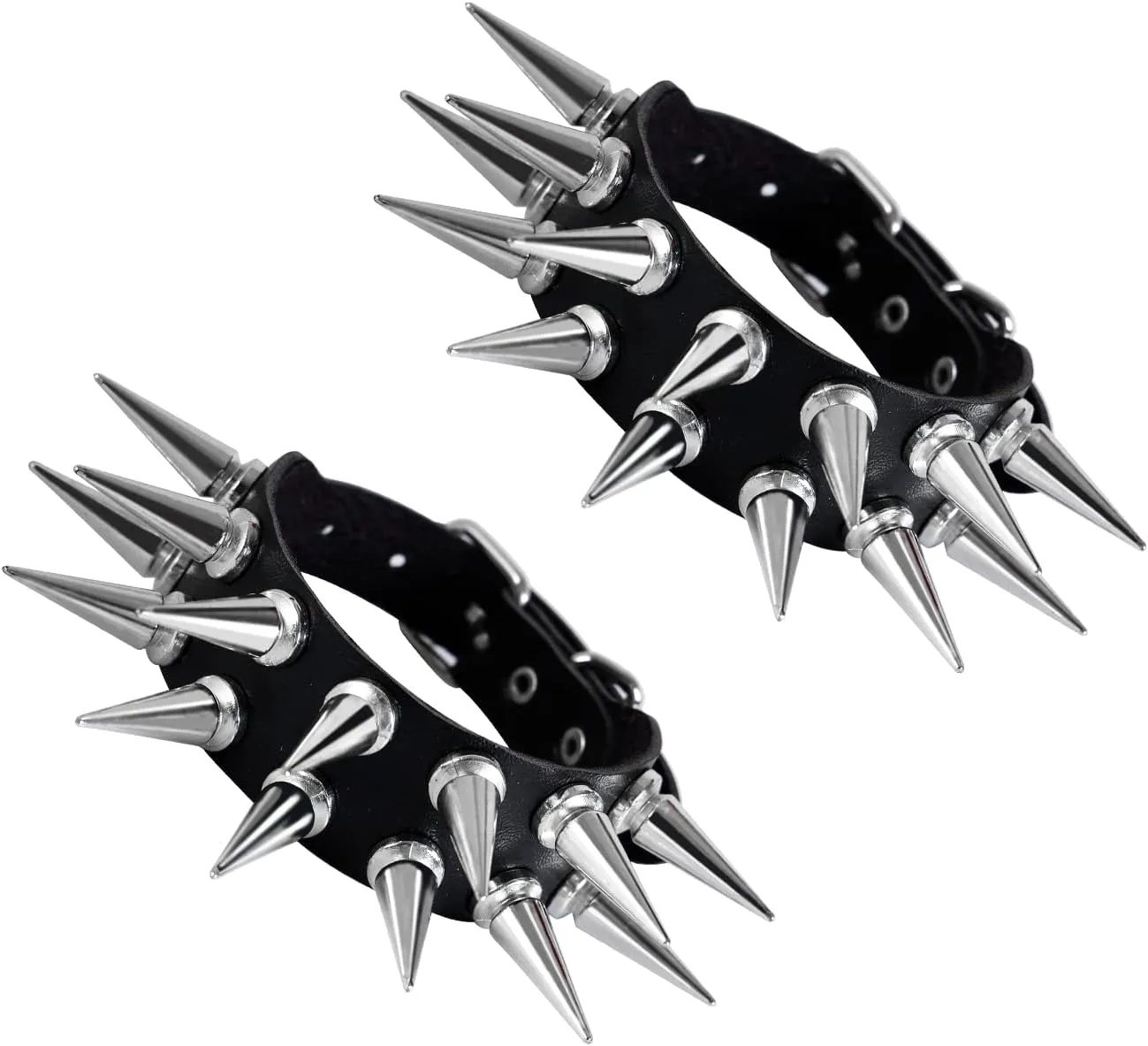 Manfnee PU Leather Braclet for Man Women Goth Punk Rock Leather Cuff Studded Wristband Black