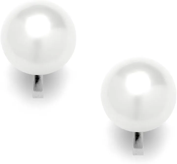 Mariell White Freshwater Pearl Stud Clip On Earring for Women, 9mm, Non-Pierced Earring Birthday Gift
