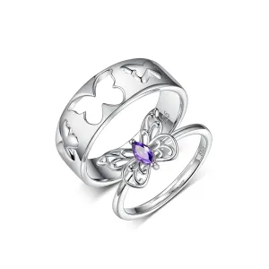 Matching Rings For Couples 925 Sterling Silver Couple rings Engagement Promise Ring Sets for Him and Her Couples Valentines Day Jewelry Gift
