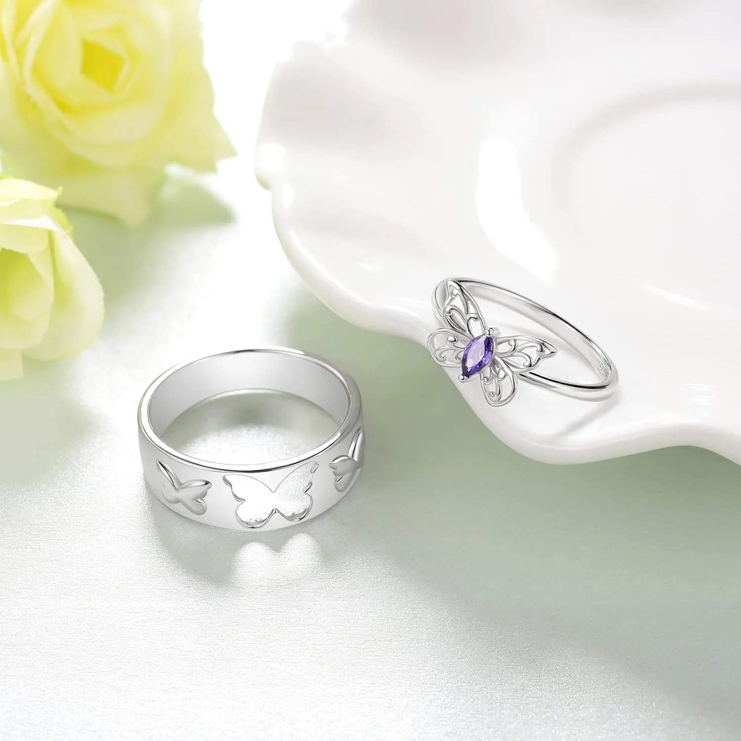 Matching Rings For Couples 925 Sterling Silver Couple rings Engagement Promise Ring Sets for Him and Her Couples Valentines Day Jewelry Gift