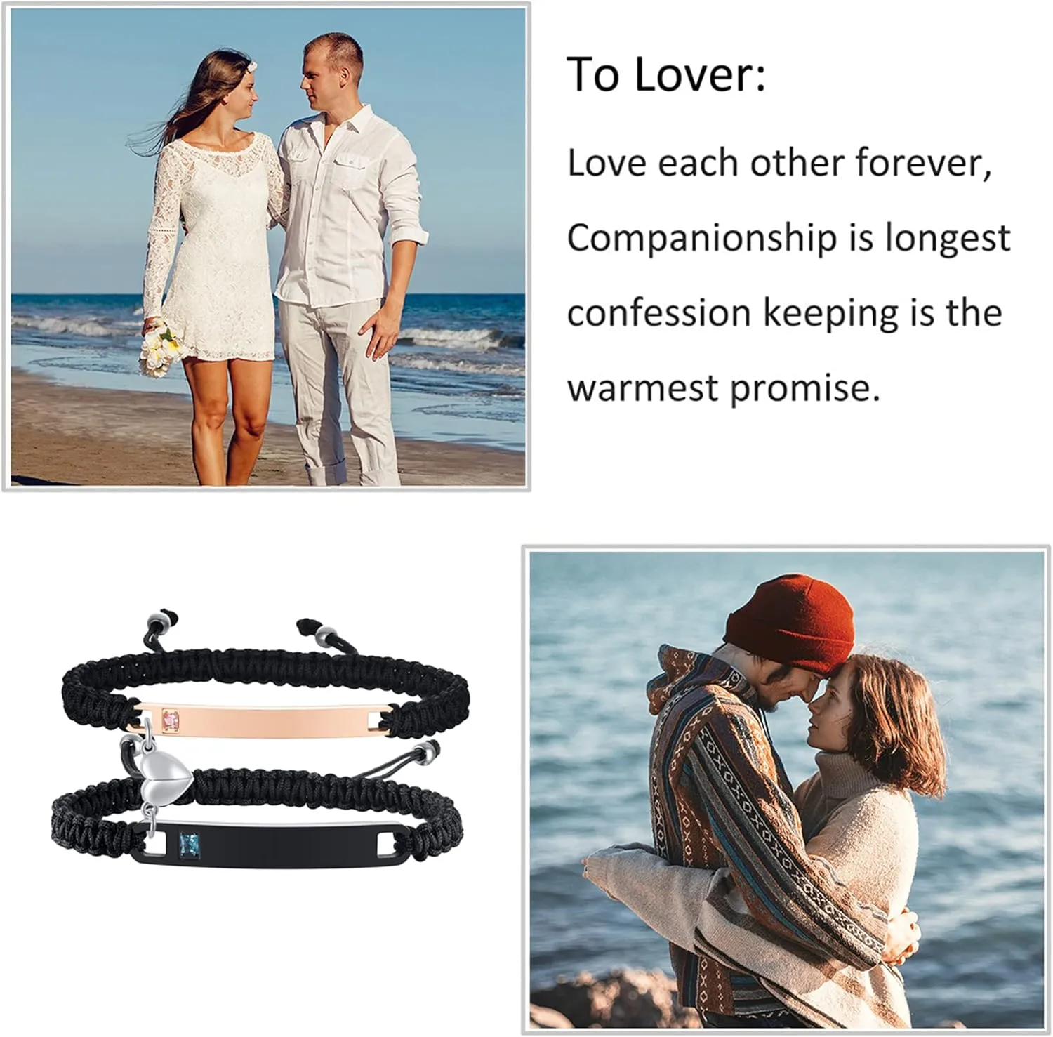 MEALGUET Personalized Couple Bracelet Customized Couple Bracelets Set Mutual Attraction Custom Name Relationship Bracelet Personalized Gift for Men Women