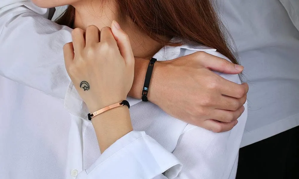 MEALGUET Personalized Couple Bracelet Customized Couple Bracelets Set Mutual Attraction Custom Name Relationship Bracelet Personalized Gift for Men Women