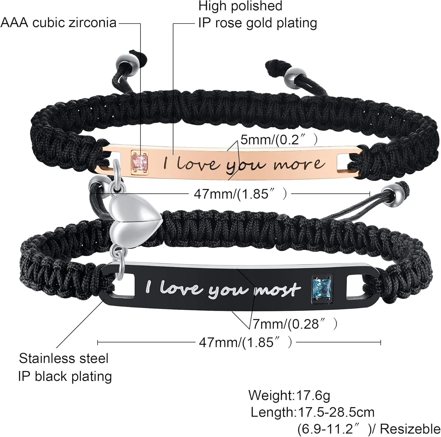 MEALGUET Personalized Couple Bracelet Customized Couple Bracelets Set Mutual Attraction Custom Name Relationship Bracelet Personalized Gift for Men Women