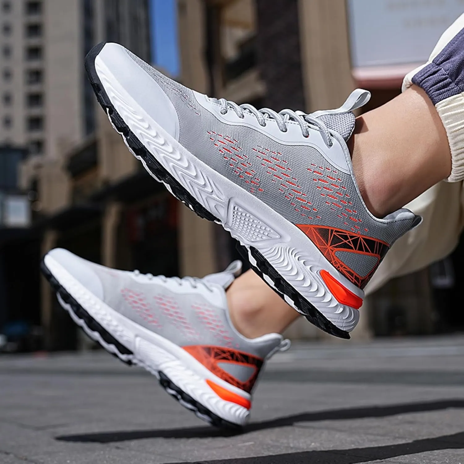 Men's Comfortable Stretch Workout Shoes Non Slip Outdoor Running Sneaker Lightweight Non Slip Sneakers for Men