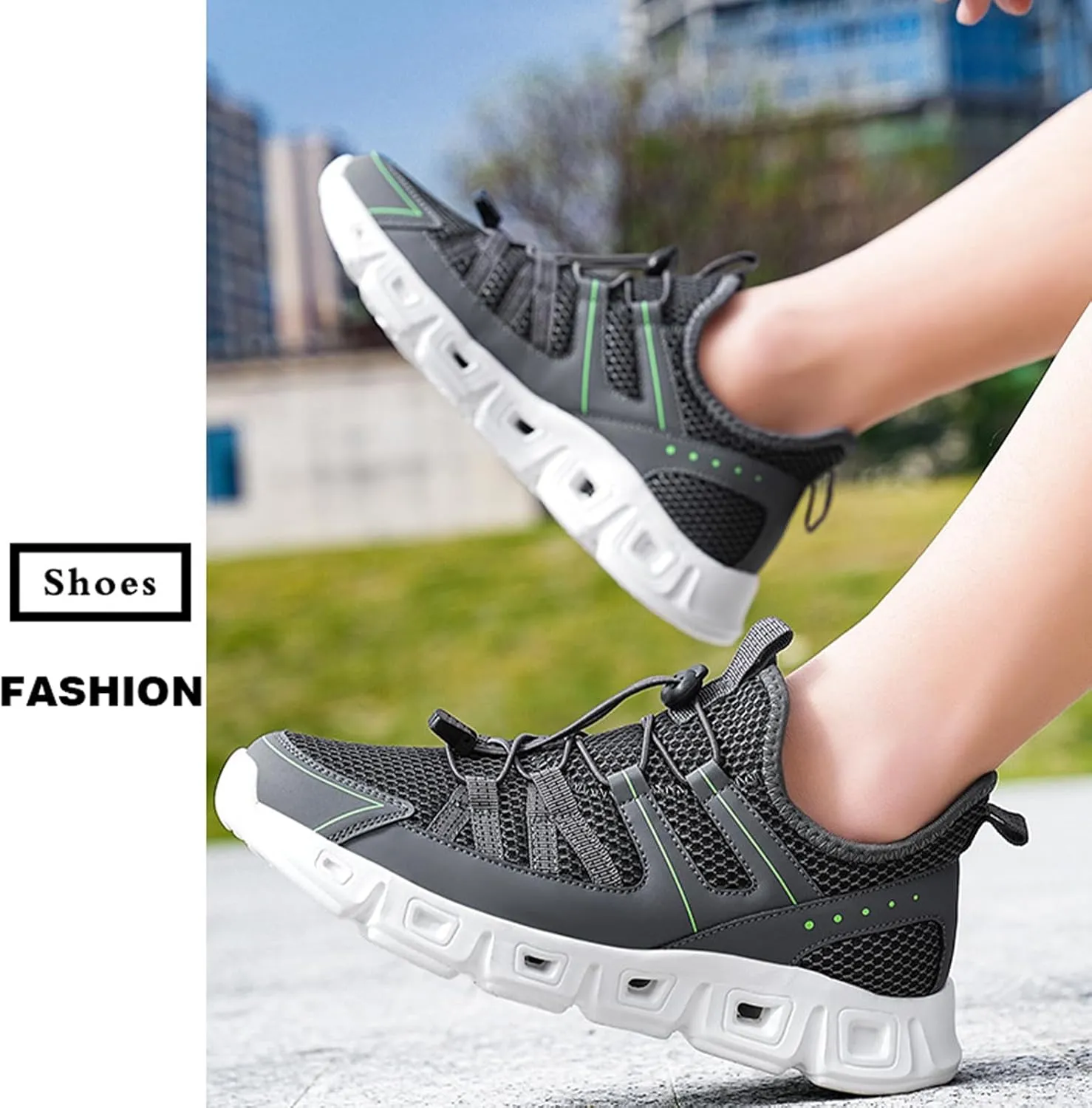 Men's Elastic Band Trail Running Shoes,Comfortable Breathable Mesh Soft Sole Convex Anti-Slip Jogging Training Shoes Fashion Platform Lightweight Outdoor Mountaineering Sneakers
