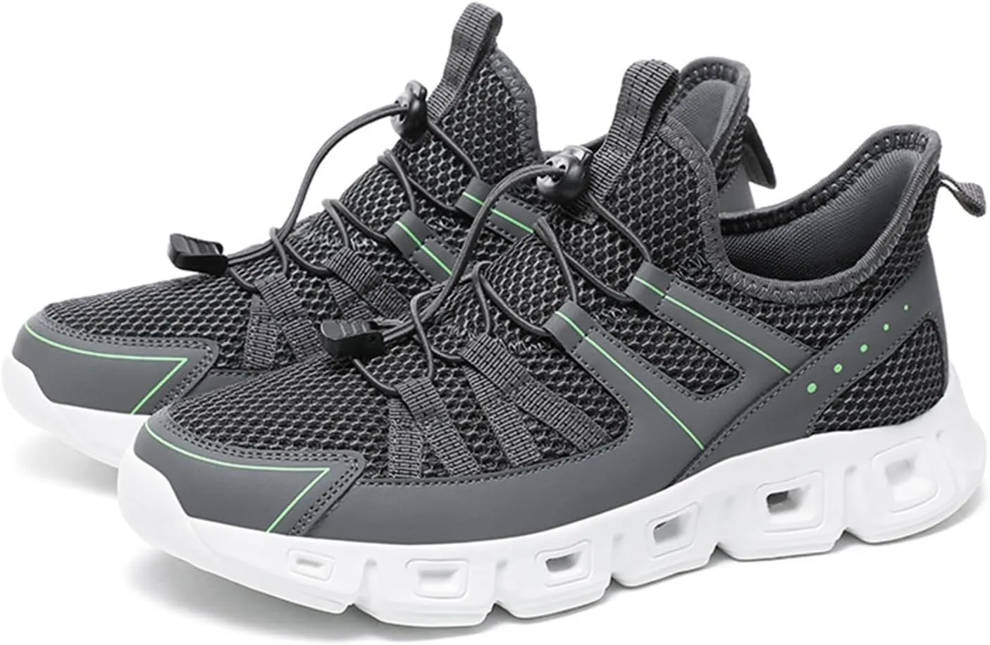 Men's Elastic Band Trail Running Shoes,Comfortable Breathable Mesh Soft Sole Convex Anti-Slip Jogging Training Shoes Fashion Platform Lightweight Outdoor Mountaineering Sneakers
