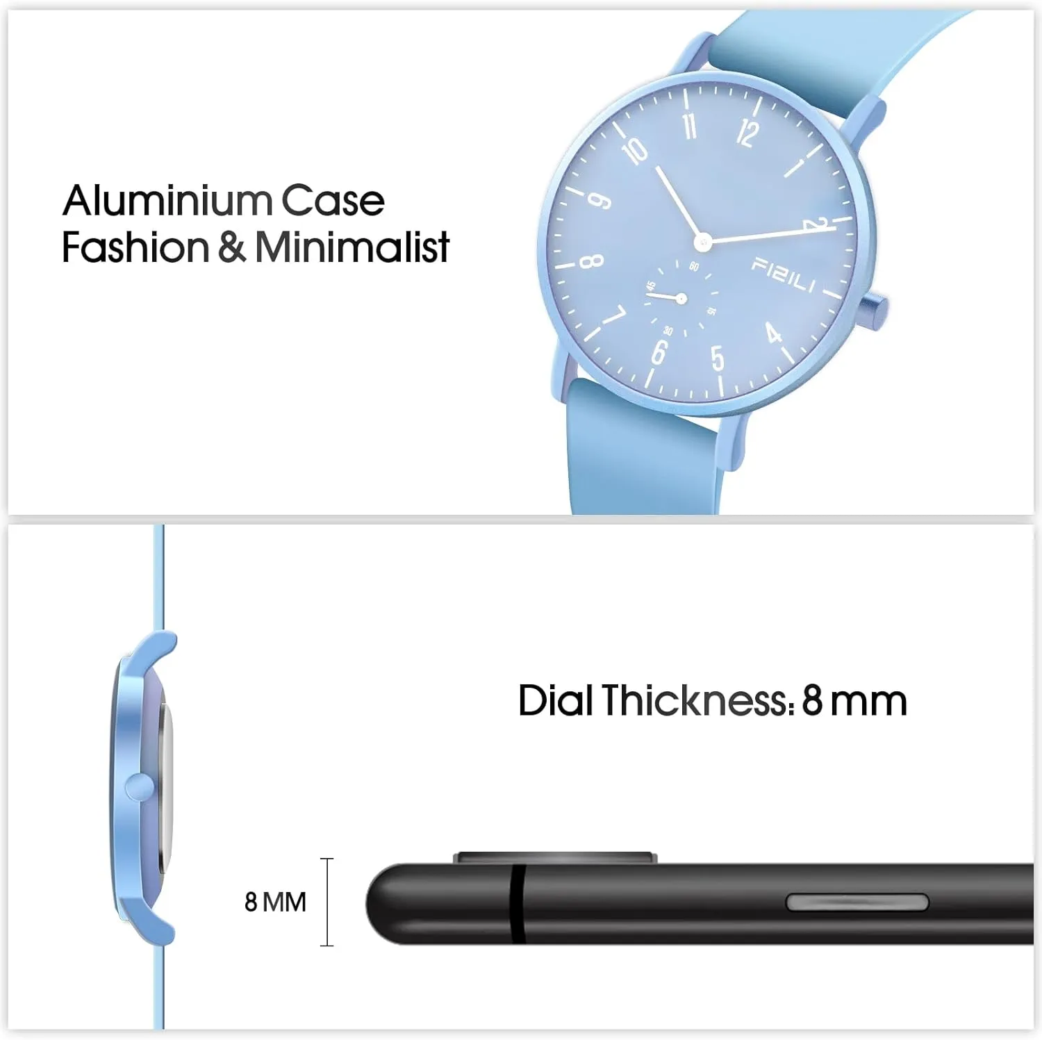 Men's Watch Ultra-Thin Minimalist Waterproof-Fashion Watch for Men or Women with Silicone Band Wrist Watches
