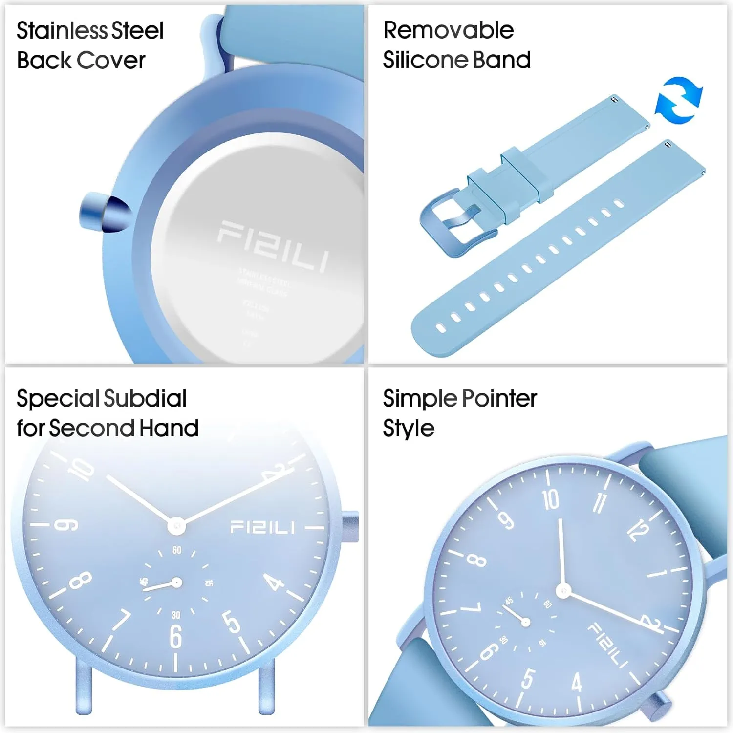 Men's Watch Ultra-Thin Minimalist Waterproof-Fashion Watch for Men or Women with Silicone Band Wrist Watches