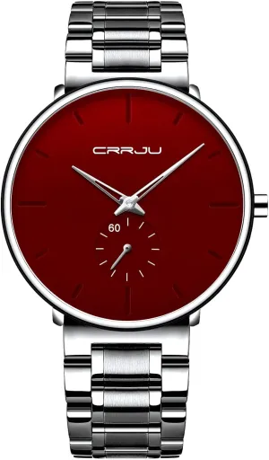 Mens Watches Ultra-Thin Minimalist Waterproof-Fashion Wrist Watch for Men Unisex Dress with Stainless Steel Band-Black Hands