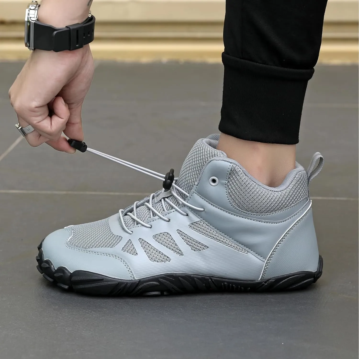 Men's Waterproof Hiking Shoes Lightweight Breathable Mid Top Walking Sneakers Comfortable Non-Slip Outdoor Casual Trekking Trail Shoes