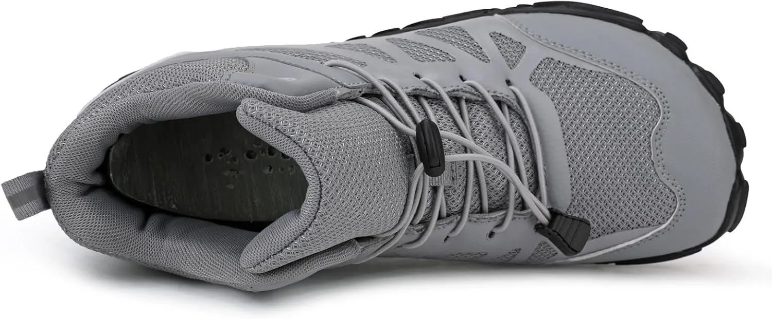 Men's Waterproof Hiking Shoes Lightweight Breathable Mid Top Walking Sneakers Comfortable Non-Slip Outdoor Casual Trekking Trail Shoes
