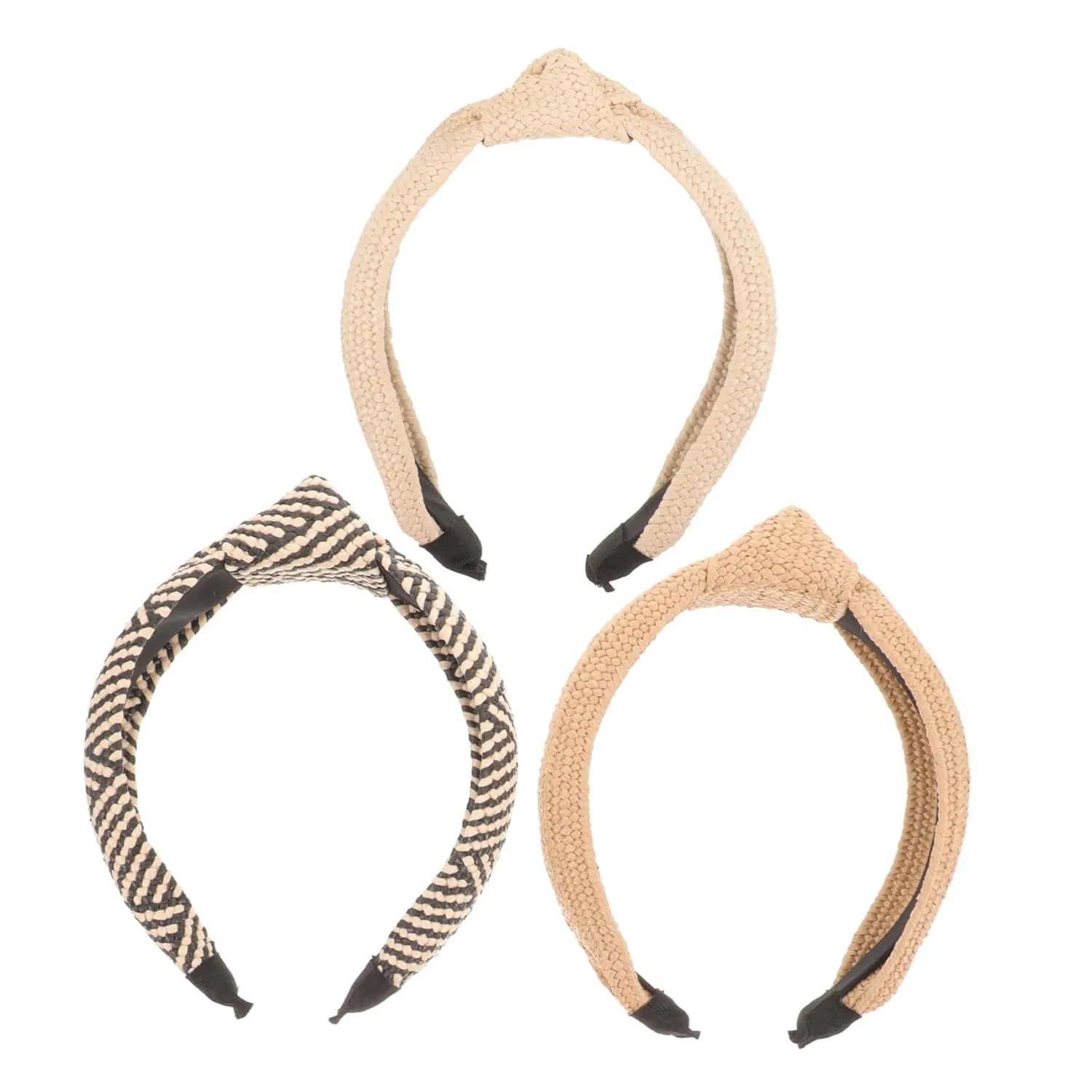 MERRYHAPY 3Pcs Woven Knotted Headbands for Women Handmade Straw Headbands Lightweight Boho Hair Accessories for Styling and Decoration