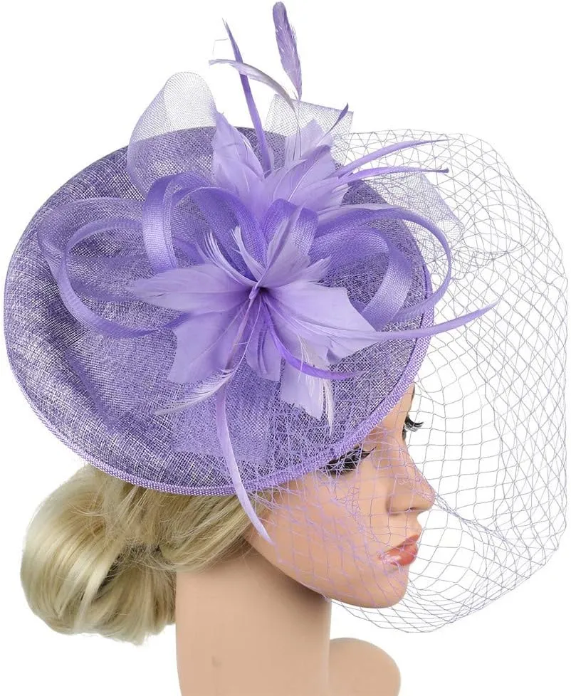 Mesh Headband Flower Hairband 1920s Bridal Headpiece Fascinators for Women Carnival Hair Clip