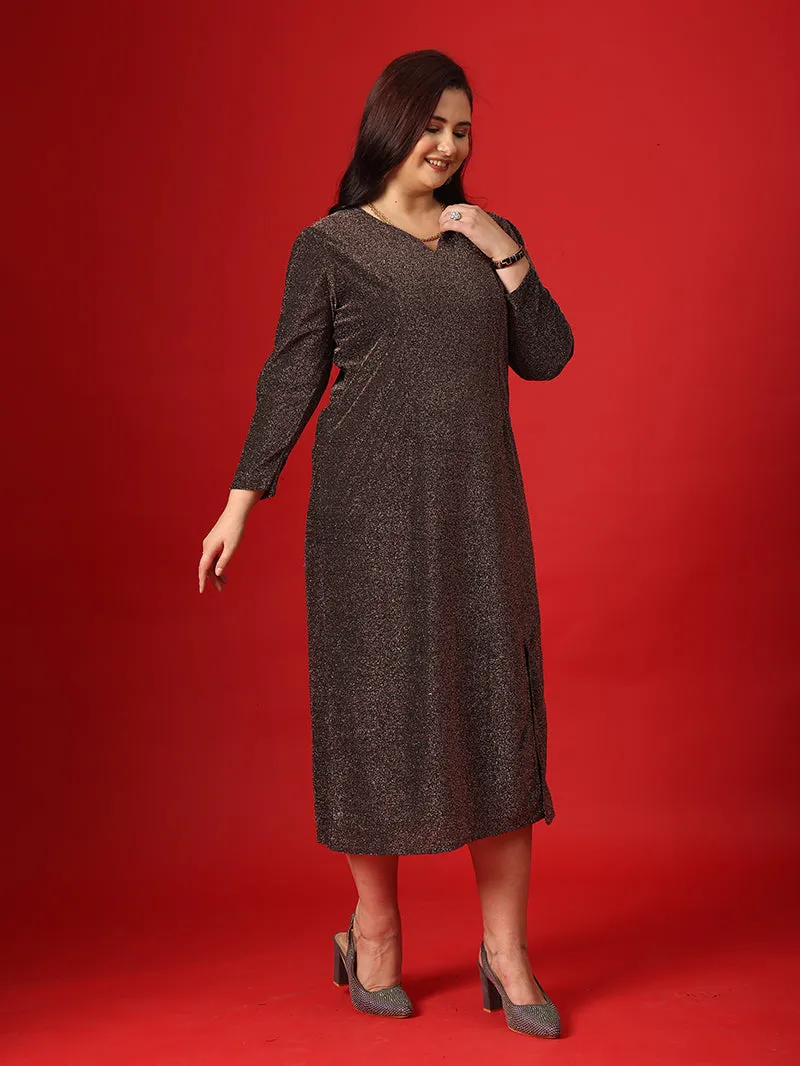 Metalic Brown Straight Dress