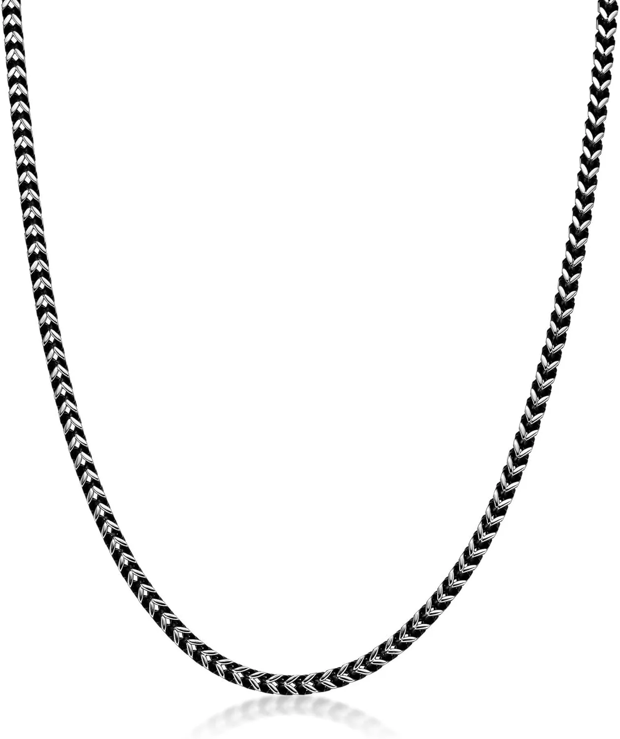 Metro Jewelry 22 to 24 Inches Long Thick Foxtail Chain Necklace and Bracelet Set for Men in Stainless Steel with Yellow Gold, Antique or Black Ion Plating 4 mm Wide Jewelry Set