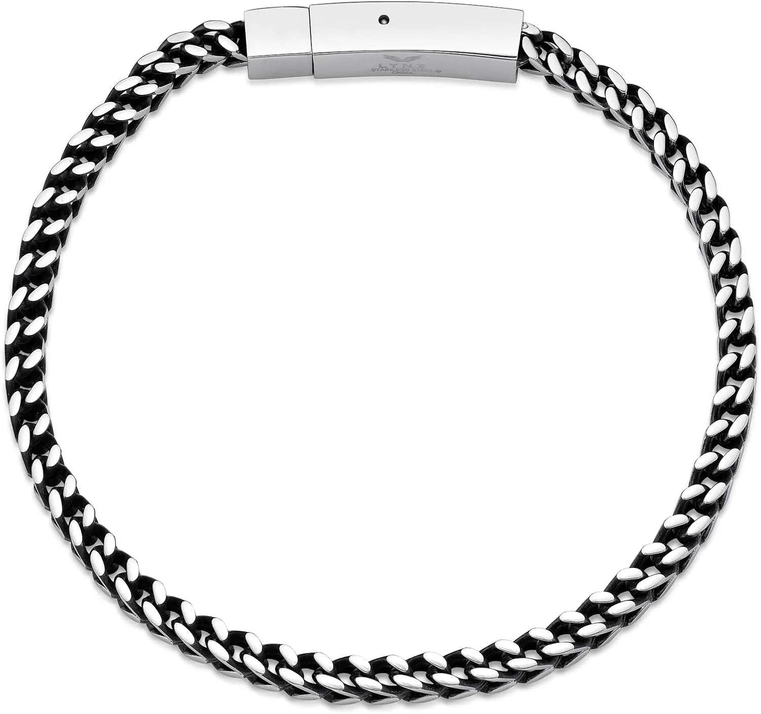 Metro Jewelry 22 to 24 Inches Long Thick Foxtail Chain Necklace and Bracelet Set for Men in Stainless Steel with Yellow Gold, Antique or Black Ion Plating 4 mm Wide Jewelry Set