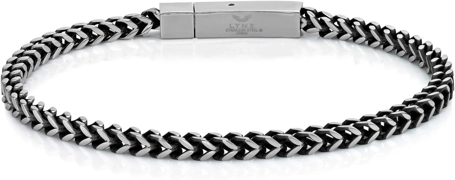 Metro Jewelry 22 to 24 Inches Long Thick Foxtail Chain Necklace and Bracelet Set for Men in Stainless Steel with Yellow Gold, Antique or Black Ion Plating 4 mm Wide Jewelry Set