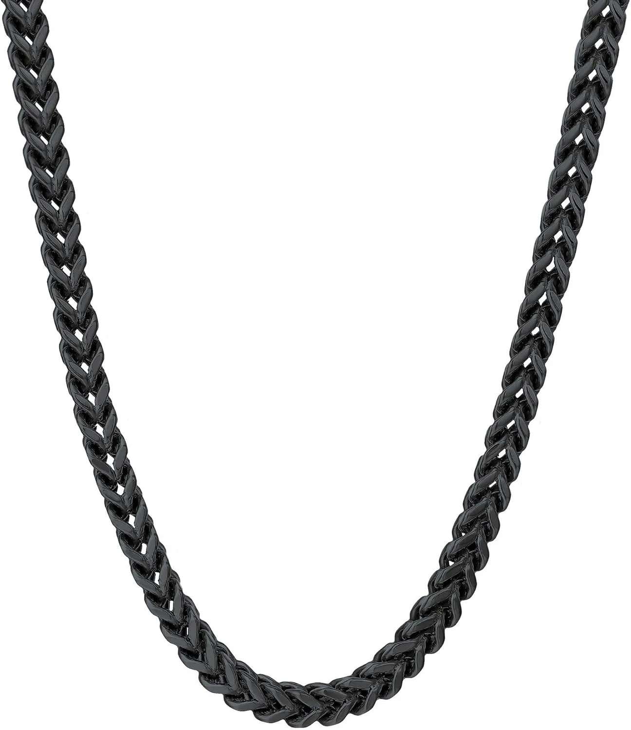 Metro Jewelry Stainless Steel 20 to 30 Inches Long Foxtail Necklace for Men with Black or Yellow Gold Ion Plating 6 mm Thick Chain with Lobster Claw Clasp