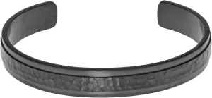 Metro Jewelry Stainless Steel Hammered Cuff Bangle Bracelet for Men with Grey Ion Plating - 8.5 Inches Long 10 MM Wide