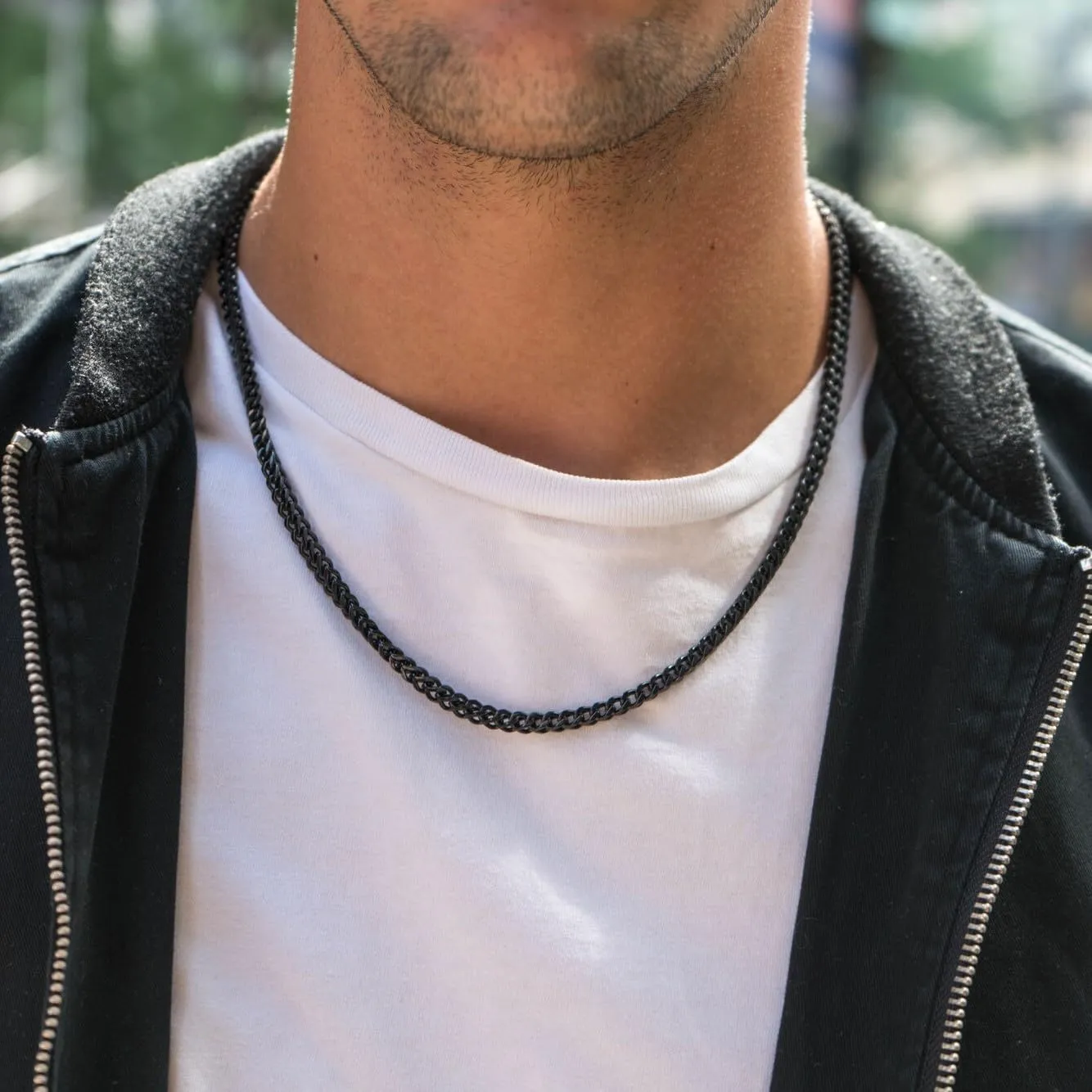 Metro Jewelry Stainless Steel with Black, Antique or Yellow Gold Ion Plated Thin Foxtail Chain Necklace for Men with Push Lock 4MM Wide 22 to 30 Inch Long