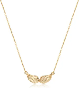 MEVECCO Gold Angel Wings Pendant Necklace, 18K Gold Filled, Dainty Minimalist for Women