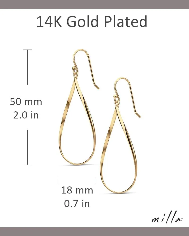 MILLA Teardrop Earrings - Designer Silver Statement Earrings or Gold Dangle Earrings for Women Trendy Upscale Dangly Earrings