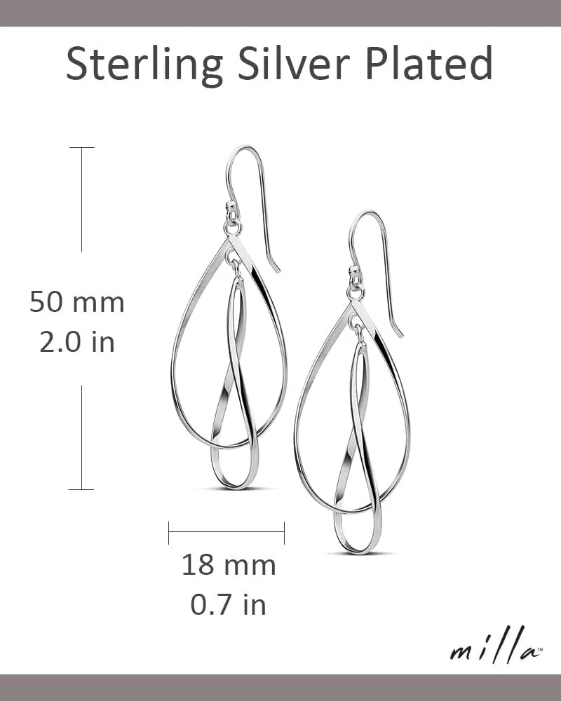 MILLA Teardrop Earrings - Designer Silver Statement Earrings or Gold Dangle Earrings for Women Trendy Upscale Dangly Earrings